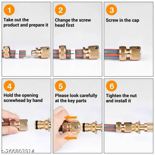 AAI K Brass Water Spray Nozzle Suitable for 1/2" Hose Pipe Adjustable Brass Spray Nozzle Water Pressure Booster Brass Nozzle Water Spray Gun for Car Wash & Gardening Water Pressure Nozzle