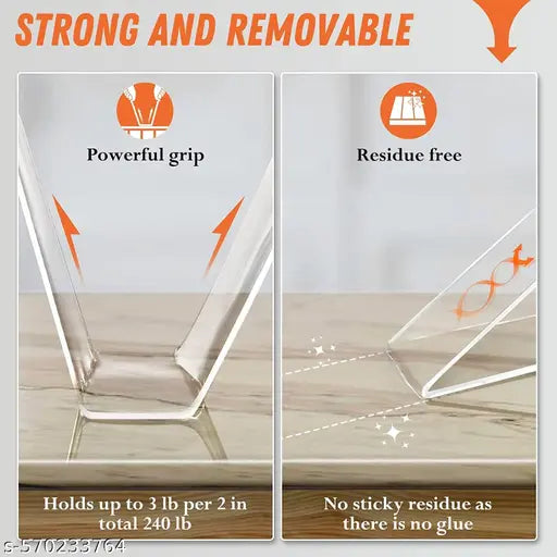 Qatalitic 2 Pcs Double Sided Adhesive Tape 3 Metre Heavy Duty, Clear & Tough Nano, Removable, Reusable and Washable Transparent Adhesive Tape for DIY Art & Craft