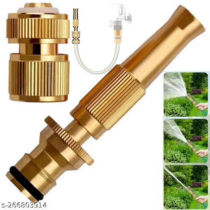 AAI K Brass Water Spray Nozzle Suitable for 1/2" Hose Pipe Adjustable Brass Spray Nozzle Water Pressure Booster Brass Nozzle Water Spray Gun for Car Wash & Gardening Water Pressure Nozzle