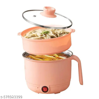 RIYANSH IMPORTER Multifunctional Electric Hot Pot with Steamer, Green, 1.5L Capacity, 600W, Glass Lid, Cool Touch Material, Non-Slip Handle, Fast Heating for Soup, Pasta, Oatmeal, Vegetables MULTI COLOR ( PACK OF 1)