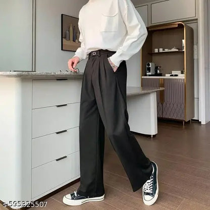 Men's Korean Relaxed Fit Wide-Leg Trousera