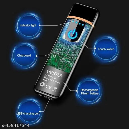 Wappler Classic Flameless Touch lighter With Rechargeable Battery | Metal Slim Touch Lighter | Lighter For Mens | Lighter For Gift | Slim Lighter